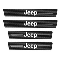 jeep 지프 호환 4pcs 자동차 스티커 레니게이드 랭글러 자동차 임계 값 보호 탄소 섬유 자동차 스타일린 용 안티 스크래치 도어 씰 프로텍터, 4pcs 지프