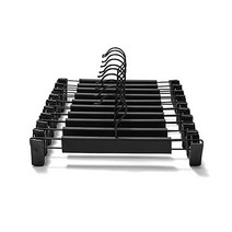 GUANJUNE 10팩 옷걸이 360° 회전 후크가 있는 공간 절약형 스커트 홀더 조절 가능한 클립 바지 행거 의류 코트 의류 청바지 행거 블랙, 10 Pack, 블랙.