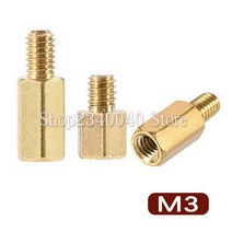 전산 볼트 너트 육각 스레드 M3 * L + 6mm 육각 황동 Standoff 스페이서 나사 기둥 PCB 컴퓨터 PC 마더 보, 01 M3_15 50mm  2pcs