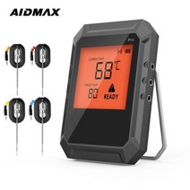 유면계 오일 게이지 유온계 수위계 AidMax Pro02 디지털 무선 주방 고기 온도계 프로브 요리 음식 오일 바베큐 온도 게이지 미터 스탠드 포함, 4 probes