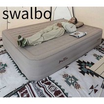 swalbo 에어매트 야외용 캠핑용 에어베드 휴대용, 카키색