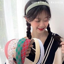 에스비피 예쁜 여성 머리띠 파스텔색상 넓은 머리띠 머리 헤어밴드 레트로 플라워 꽃무늬 체크 헤어 머리 띠 학생 여성머리띠 여성헤어밴드