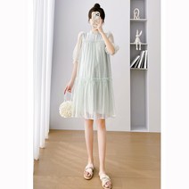 여름임부복 임산부 여름 기질 짧은 -졸림 드레스 2023 새로운 탑 스몰 여름 얇은 쉬폰 뜨거운 엄마 스커트