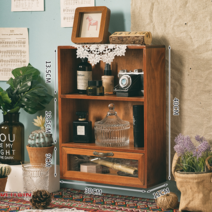 식탁위 선반 우드 진열대 장식장 미니 찻장 엔틱 다기장, 브라운