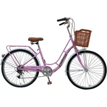 Women Bike 26 Inch Road Seaside Travel BicycleCommute 7 Speeds Touring Bicycle, 퍼플_133*73*21cm