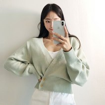 러브앤시티 여성 크롭 랩가디건 퓨어 크롭가디건 크롭니트 국산 가디건