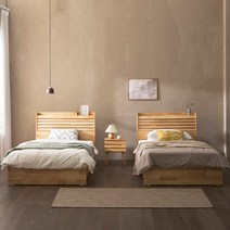 알베로 고무나무 원목 LED 호텔 서랍형 수납침대 스칸딕 SSQ