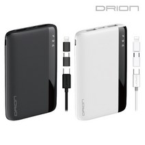 신풍산업 드리온 LED 올인원 보조배터리 5000mAh 5핀 8핀 C타입 잔량표시, 블랙