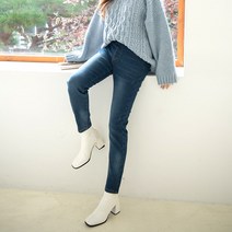 [에덴시스] 밴딩슬림일자 청바지 여자기모바지 여성기모바지 본딩바지_4807