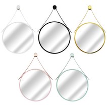 행복한욕실 욕실 양타원 거울 화장실 원형 스트랩 겸용 거울 화이트 무광블랙 골드 핑크 민트, 선택01.양타원 화이트