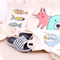 [바이위즈] 신발 주머니 실내화 준비물 보조 초등 캔버스 천 돌봄 교실 색칠 놀이 나만의 가방 만들기 슬리퍼 운동화, 신발주머니(물고기)+스티커선물