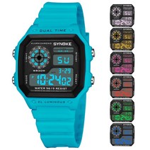 SYNOKE 군사 스포츠 시계 디지털 LED 남자 Relojes Deportivos 방수 빛나는 알람 남성 2019, 07 파란