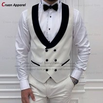 남자 봄 가을 정장 남성 겨울 베스트 조끼 슈트 블랙 벨벳 옷깃 맞춤형 아이보리 화이트 비즈니스 양복 웨딩 신랑 들러리 민소매 자켓