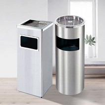 철제쓰레기통 스테인레스휴지통 업소용재떨이, 사각형 야외재떨이, 1개
