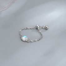물고기애끼반지 자매 천주교 행운 VOQ 실버 컬러 타원형 체인 월장석 링 볼 비드 풀 여성 파티 주얼리