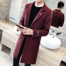 남자보리코트 떡볶이코트 카멜 남성용 윈드 브레이커 재킷 가 겨울 남성용 모직 코트 퓨어 컬러 슬림 패션 남성용 롱 모직 코트 대형