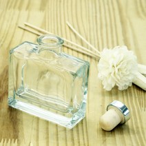허브애향 사각베이직100ml 디퓨저 유리용기, 골드스텐 코르크마게