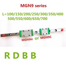 lm가이드 레일 새로운 9mm 선형 mgn9 100 150 200 250 300 350 400 450 500 550 600 700mm 선형 + mgn9h 또는 mgn9c 블록, 50mm