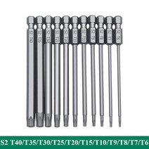 11PCS 75/100mm S2 합금강 Torx 스크루 드라이버 비트 도구 세트 1/4 Hex 소켓 핸들 전기, 01 Length 75mm 11pcs
