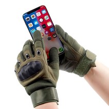 라이딩장갑 스마트터치 캠핑 오토바이 보호장갑, 고급형 긴장갑, L, 카키