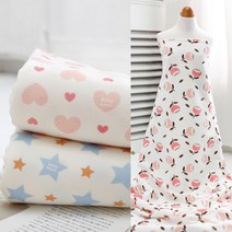자투리 광폭양면다이마루 봉봉하트 원단 택1, 광폭양면다이마루 솜꽃송이