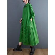 땡땡이 동남아원피스 다낭 발리 리조트룩 보라카이 오버사이즈 할로우아웃 도트 가을 셔츠 드레스 여성 캐주얼 루즈 빅 사이즈 코튼