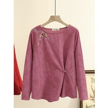 빅사이즈 블라우스 플러스 사이즈 여성 의류 봄 중간 세 빈티지 긴 수 놓은 리넨 탑스