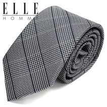 [ELLE HOMME] 엘르옴므 실크넥타이 - 글렌스트라이프 블랙 7cm
