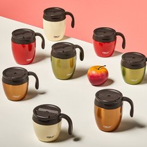 오슬로 보온보냉 애플머그 텀블러 밀폐텀블러 손잡이 뚜껑머그컵 350ml 450ml, 레드