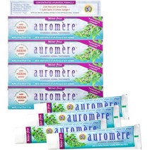 Auromere 아유르베다 허브 치약 민트 프리 비건 천연 GMO 불소 글루텐 님앤필루 포함 (117 9 g) 4팩 미국직송 282116, 4.16 Ounce (Pack of 4)