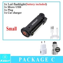 Baldr usb 충전식 led 손전등 내장 배터리 랜턴 다기능 360 ° 접이식 작업등 5 모드 cob 캠핑 토치, 패키지 c 작은
