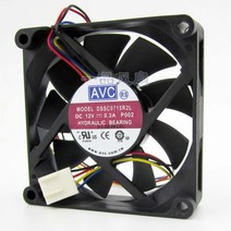 avc dssc0715r2l p002 dc 12v 0 3a 4선식 4핀 커넥터 100mm 70x70x15mm 서버 사각 냉각 팬, 없음