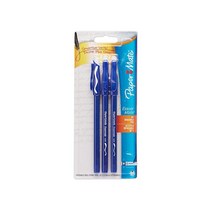 페이퍼메이트 Erasermate 스틱 미디엄 팁 볼펜 블루 잉크 펜 3개 (3150458PP)