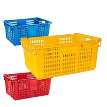 오너클랜 사각 운반 박스 대형 플라스틱 농산물 바구니 1개, 청색1개(철고리포함)