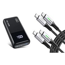 INIU 파워뱅크 25000mAh 65W USB C 노트북 휴대용 충전기 PD QC 맥북용 급속충전 3출력 외장 배터리 팩 델 XPS 아이패드 태블릿 스팀 데크 아이폰 15 14, Charger + USB C to USB C Cable
