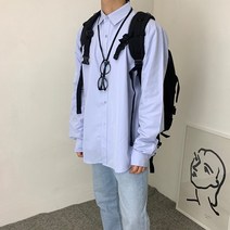 남자 소라색 셔츠 흰색 구김없는 셔츠 링클프리 남방 오버핏 하늘색 와이셔츠