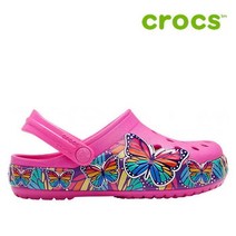 크록스 아동 샌들 41- 206158-6QQ Kids Crocs Fun Lab Multi-Butterfly Band Lights Clog Electric Pink