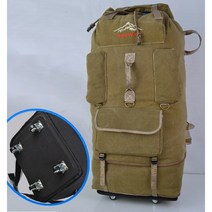 170L 초대형 이민가방 슈퍼 대용량 배낭 여행 바퀴 휠 가방 비박 등산, 카키 - 바퀴형