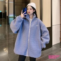 RUIZHE+1121 여성 스테디 겨울 후리스 오버핏 인조 퍼 점퍼