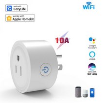 스마트콘센트 IOT Homekit스마트 US 플러그 10A 소켓 홈 자동화 시간 설정 모바일음성 원격 제어 Alexa Google Home Apple Siri 스마트홈 오토메이션, Cozylife Homekit