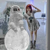 달우주장식품 조형물 정원꾸미기 조경 정원소품 FRP FRP조형물 돌조각상 바닥 대형피규어, 1.45m 도금 실버 마스크