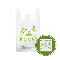 친환경 손잡이 비닐봉투 유백색 19.5L 200매, 단품