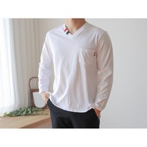 코코로맨틱 남자 명품 패치 브이넥 티셔츠 4종 긴소매