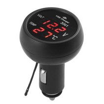차량용 시거잭 USB 전압계 전류계 전압 측정기 12v24v 3 in 1 digital meter monitor led 자동차 충전기 전압계 온도계 car battery lcd, 빨간색