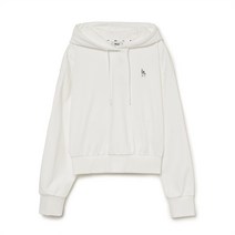 여성 베이직 애슬레저 미디움로고 크롭 후드티 LA White