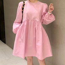 다미님 [3컬러]미니 원피스 긴팔 반팔 봄 여름 퍼프 벌룬 라운드넥 카라 임산부 임부복 캐주얼 캉캉 셔링 프릴 언발 트임 리본 레이스 나시 리본 무지 배색 체크 하객룩 짜앙-원피스
