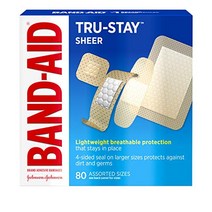 Band-Aid Brand Tru-Stay Sheer Strips Adhesive Bandages for First Aid and Wound Care All One Size 8, 1, 기타