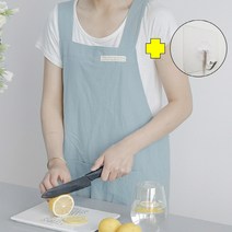 HY X형 린넨 앞치마 단추형 유치원 어린이집 보육교사 네일 주방 원피스, 1개, 스카이_단추형