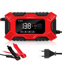 산업용 배터리충전기 복원기 재생기 과열방지 E FAST 자동차 유지 보수 12V 6A 펄스 수리 LCD 디스플레이 3 단계 스마트 빠른 충전 Desulfator, 03 Red EU Plug
