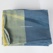 라오농항공 비행기 담요 블루옐로우 보색 스트라이프 글자인쇄